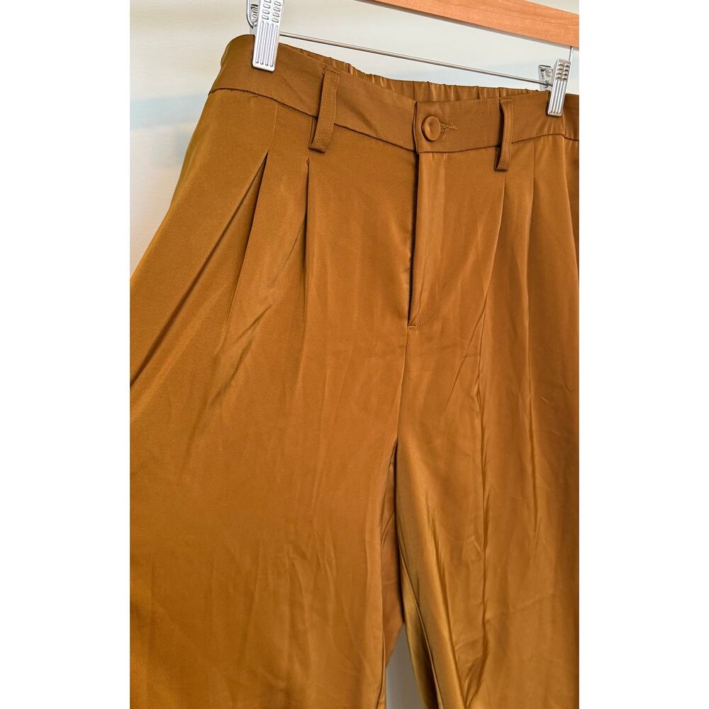 Caramel Brown High Rise Pleated Wide Leg Pants Size 18W - Picture 4 of 5